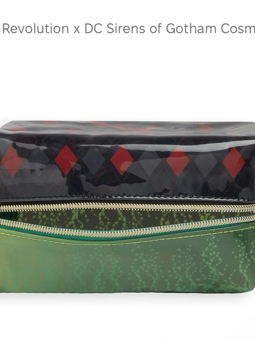 Revolution x DC Harley Quinn & Poison Ivy Cosmetic Bag Set - Black & Green NEW
